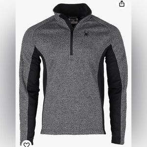 Spyder Gray and Black Mens Quarter-Zip Pullover Sweater Fleece Lining Size XXL